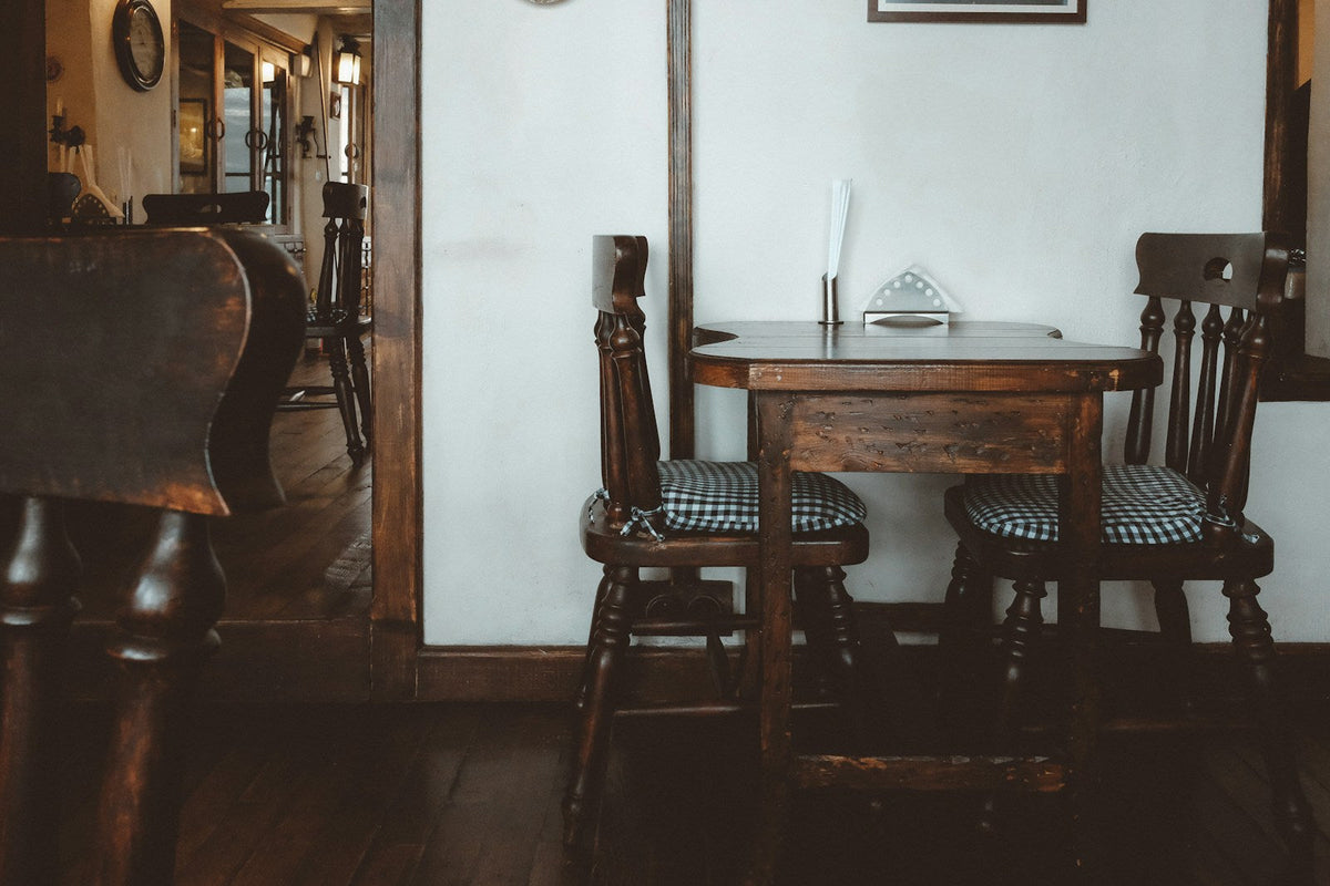 Warm wooden bistro table and chair set