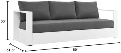 Modway Tahoe Aluminum Outdoor Patio Sofa in White Charcoal