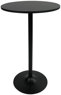 Pearington Santina, Single Round Cocktail Bar, Pub, and Bistro High Top Table with Black Top and Base