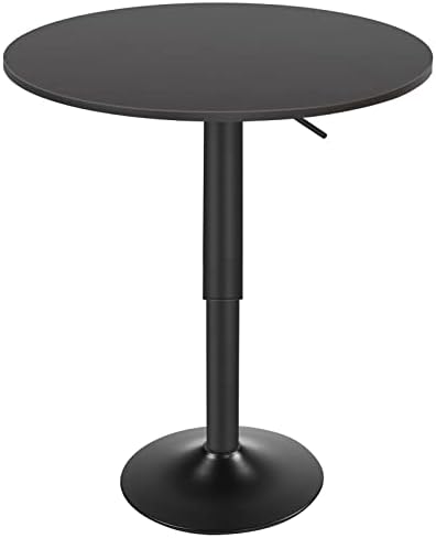 HOOBRO Bar Table, Height-Adjustable Round Pub Table 27-35.4 Inches, Cocktail Table with Sturdy Base, Modern Style, Easy to Assemble, Suitable for Small Space, Black BK58BT01G1