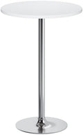 Flamaker Round Bistro Pub Table Modern Style Metal Base MDF Top Cocktail Bar Table Counter Bar Height for Pub, Dining Room, Party (1, White-Silver)