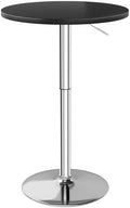 Flamaker Round Bistro Pub Table 23.6 Inch Height Adjustable 360° Swivel Bar Table Metal Base for Pub, Dining Room, Party (1, Black-Silver)