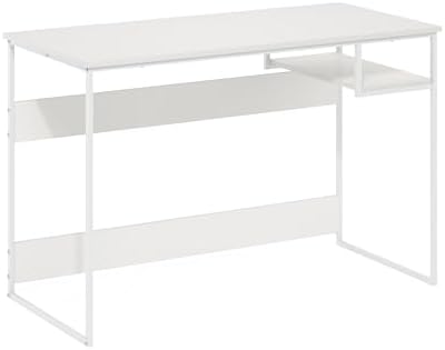 Furinno Moretti 45-Inch Wide Metal Frame Desk, Solid White
