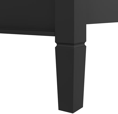 Queen Size Wood Canopy Bed Frame, Black Vintage Four-Posters Platform Bed Frames with Headboard, 10-Slat Support Wooden Post Beds, 8" Under Bed Storage, Easy Assembly (Black, Queen, 77"H)