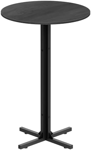 YATINEY Round Bar Table, Counter Height Pub Table, Bar Height Cocktail Table, Versatile Use, for Dining Room, Kitchen, Bar, Pub, Cafe, Black BT10BB