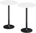 Flamaker Round Bistro Pub Table Modern Style Metal Base MDF Top Cocktail Bar Table Counter Bar Height for Pub, Dining Room, Party (2, White-Black)