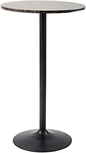 Pearington Round Bar and Pub Table with Faux Marble Top and Black Base, 1-Pack
