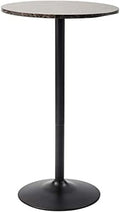 Pearington Round Bar and Pub Table with Faux Marble Top and Black Base, 1-Pack