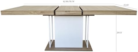 63" - 79" Extendable Dining Room Table, Expandable Kitchen Table for 6 to 10 People, Modern Wood Conference Table, Large Farmhouse Dining Table(White Oak)