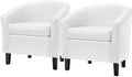Topeakmart Faux Leather Accent Chair Set of 2, 300 lb Cap, White