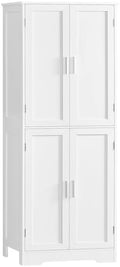 TEENFON 67” Storage Cabinet, Kitchen Pantry Cabinet with 4 Doors and 2 Adjustable Shelves, Cupboard, Tall Bathroom Cabinets for Dining Room, Living Room, White