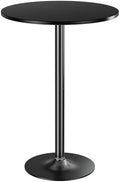 Shahoo Round Bar Table, Cocktail Table with Metal Base & MDF Top, Counter Height Pub Table for Dining Room, Living Room, Kitchen, Bar, Pub, Cafe, Black