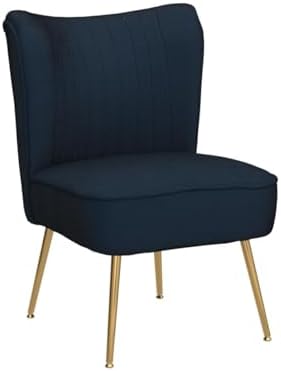 DUOMAY Modern Accent Chair Set of 2 Velvet Slipper Chair with Gold Legs Wingback Side Chair for Living Room Bedroom Entryway Small Corner Chair for Space Saving, Blue