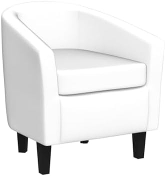 Topeakmart Faux Leather Accent Chair Set of 2, 300 lb Cap, White