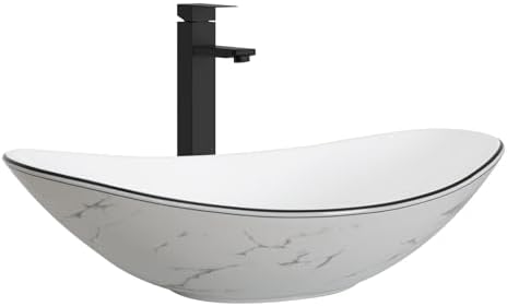 48" Bathroom Vanity with Sink, White Modern Freestanding Bathroom Vanity Cabinet with Marble Texture Top and 4 Drawers, Two Boat Ceramic Vessel Sinks