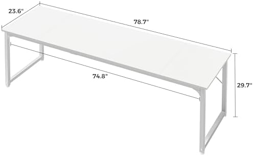 Huuger Computer Desk, 80 Inch Office Desk, Gaming Desk with Storage, Writing Desk Work Desk for Home Office, Study, Long Simple Desk, Large Legroom, Metal Frame, White