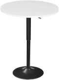 HOOBRO Bar Table, Height-Adjustable Round Pub Table 27-35.4 Inches with Sturdy Base, Modern Style, Easy to Assemble, Suitable for Small Space, White BW58BT01G1