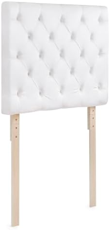 Tufted Velvet Plush College Dorm Twin XL Headboard - White with Legs