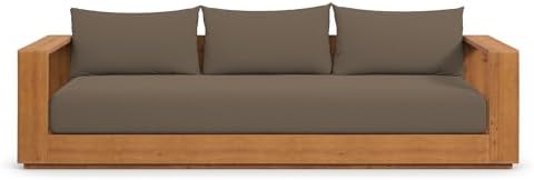 Modway Tahoe Acacia Wood Outdoor Patio Sofa in Natural Cocoa with Weather-Resistant Cushions - Ideal as a Porch Couch or Sunroom Sofa