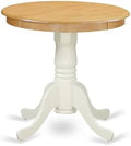 East West Furniture EMT-OLW-TP Eden Dining Room Table - a Round kitchen Table Top with Pedestal Base, 30x30 Inch, Oak & Linen White