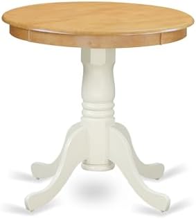 East West Furniture EMT-OLW-TP Eden Dining Room Table - a Round kitchen Table Top with Pedestal Base, 30x30 Inch, Oak & Linen White