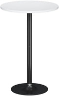 Flamaker Round Bistro Pub Table Modern Style Metal Base MDF Top Cocktail Bar Table Counter Bar Height for Pub, Dining Room, Party (1, White-Black)