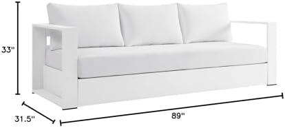 Modway Tahoe Aluminum Outdoor Patio Sofa in White White