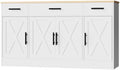 Shintenchi Buffet Cabinet with Storage,53.4" Large Kitchen Storage Cabinet with 3 Drawers and 4 Doors,Wood Farmhouse Buffet Sideboard with Adjustable Shelf for Kitchen Living Room, White