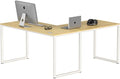 SHW Mission 55 x 60 L-Shape Home Office Computer Desk, Oak