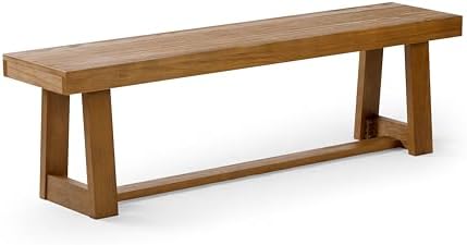 Plank+Beam Classic Dining Bench, 60 Inch, Pecan Wirebrush