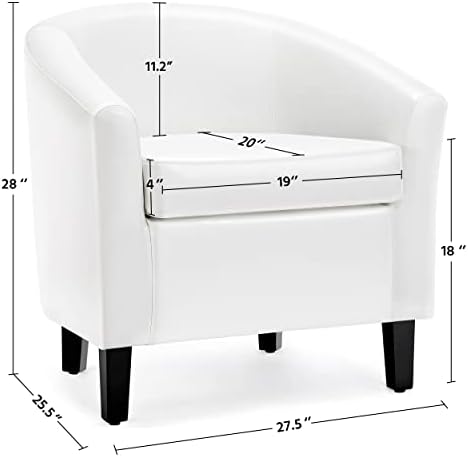 Topeakmart Faux Leather Accent Chair Set of 2, 300 lb Cap, White