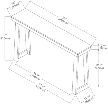 Plank+Beam Classic Console Table, 56 Inch, Blonde