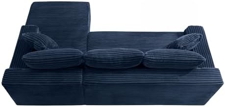 95" L-Shaped Right Facing Cloud Sectional Couch for Living Room, Modular Compressed Boneless Sectional Sofa Corduroy Boneless Corner Foam Sofa W/Chaise Lounge and Pillows