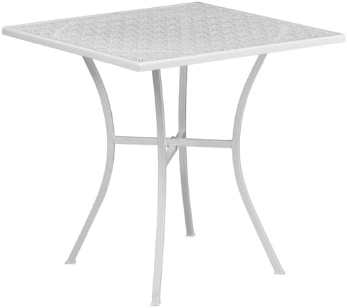 Flash Furniture 28" Square Patio Table, White