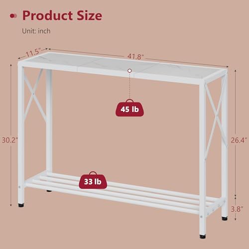 Tajsoon Console Table 41.8", 2 Tier Narrow Entryway Table with Shelves