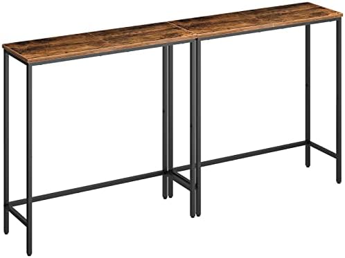 HOOBRO 2 Pack Narrow Console Table, 29.5" Small Entryway Table, Thin Long Sofa Side Display Table, for Hallway, Bedroom, Living Room, Foyer, Rustic Brown and Black BF75XGP201