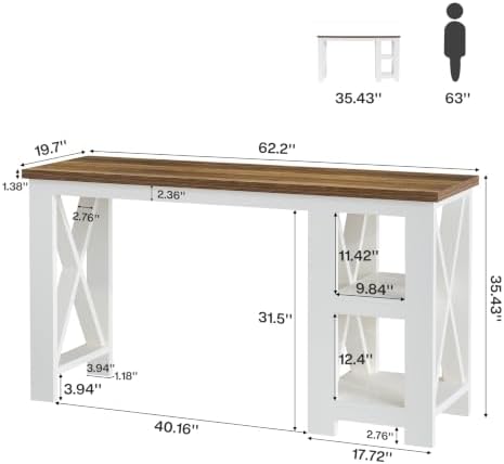 Tribesigns 62-Inch Bar Table with Storage, Farmhouse Long Home Bar Unit