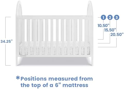 Delta Children Milano 4-in-1 Convertible Crib - Greenguard Gold Certified, Bianca White
