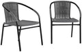 Flash Furniture Lila 2 Pack Gray Rattan Indoor-Outdoor Restaurant Stack Chair