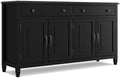 SIMPLIHOME Connaught 67" Wide Solid Wood Sideboard Cabinet in Black