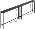 SUPERJARE 86.6 inch Narrow Console Table with Outlet, Sofa Tables, Behind Couch Table, Long Entryway Tables with Charging Station, for Living Room, Black