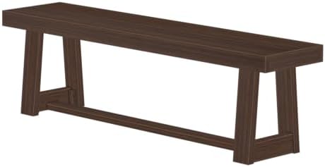 Plank+Beam Classic Dining Bench, 60 Inch, Walnut Wirebrush