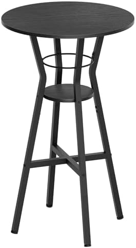 YATINEY Bar Table, 2-Tier Round High Top Table, Pub Table, Home Bar Counter Height, Bistro Tables, for Kitchen, Living Room, Meeting Room, Pub, Black BT03BB