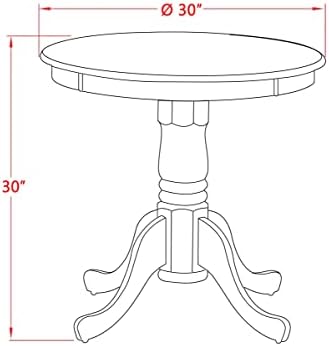 East West Furniture EMT-OLW-TP Eden Dining Room Table - a Round kitchen Table Top with Pedestal Base, 30x30 Inch, Oak & Linen White