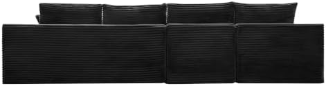 135-Inch U-Shaped Compressed Cloud Sofa Modular Boneless Cloud Sectional Sofa W/Left Facing Chaise Lounger and Ottoman, Oversized Plush Corduroy Corner Boneless Foam Couches