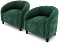 GarveeHome Accent Chair Set of 2 Armchair for Living Room Barrel Club Chair with Soft Padded Seat & Sturdy Legs for Bedroom Waiting Room Reception Chairs(Retro Green)