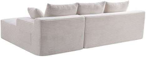 95" L-Shaped Right Facing Cloud Sectional Couch for Living Room, Modular Compressed Boneless Sectional Sofa Corduroy Boneless Corner Foam Sofa W/Chaise Lounge and Pillows