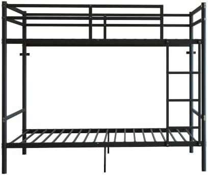 Bellemave Twin Over Twin Bunk Beds, Metal Bunk Bed Frame with Ladder and Guardrail for Kids, Adults, Black