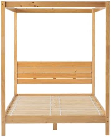 From the Tree Furniture Solid Pine Canopy Bed Frame, Queen — Natural Pine