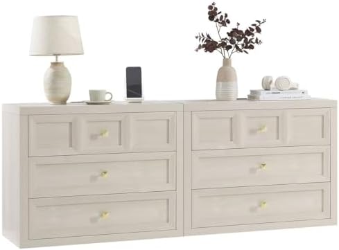 3-Piece Bedroom Set, 5 Drawer Tall Dresser and 3 Drawer King Size Nightstands Set of 2 with Charging Station, 3 Piece Farmhouse Wood Bedroom Dresser and Nightstand Sets, Grey White